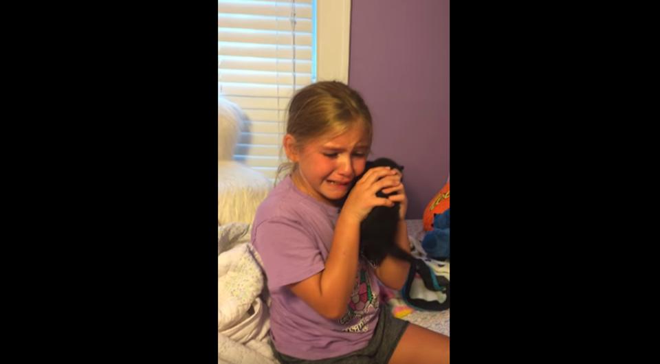 Adorable Girl Is Given A Kitten And She Cries Tears Of Pure Joy!