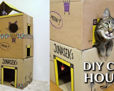 How To Make An EPIC Cardboard Cat House DIY!